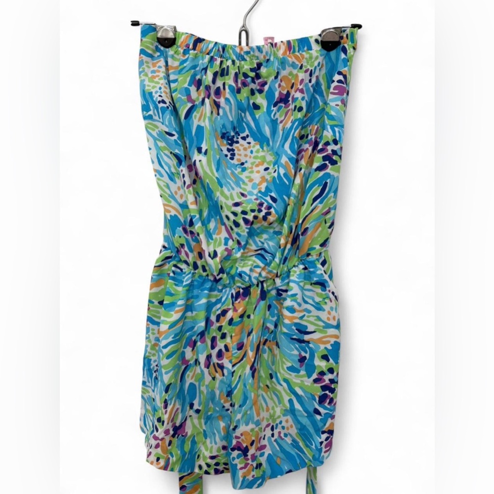 Lilly Pulitzer Ritz Strapless Romper Small‎ Belted Tropical Vibrant Resort Beach